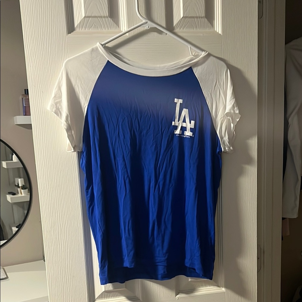 LA Blue and White Raglan Tee